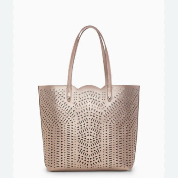 Stella & Dot Vegan Leather Rose Gold Tote  Bag Silver Hardware Marseilles - Picture 1 of 5